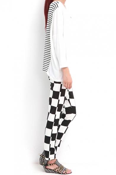 V-Neck Long Sleeve Loose Cardigan with Striped Back