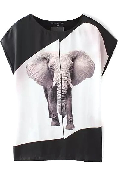 Mono Block Elephant Print T-Shirt
