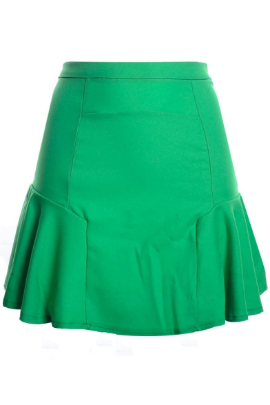 Plain High Waist Mini Peplum Skirt - Beautifulhalo.com