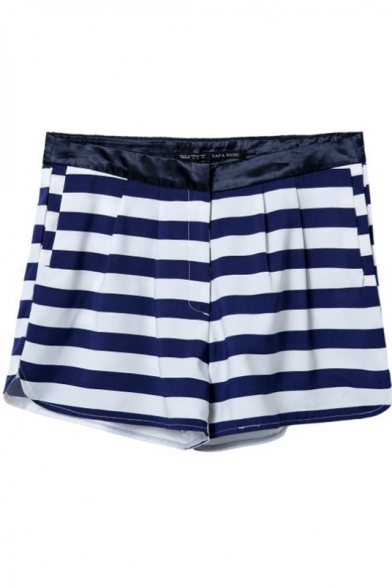 Summer Hot Striped Zip Fitted Shorts