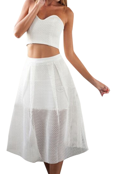 white strapless crop