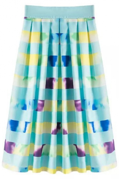 Colorful Striped High Waist Midi Skirt