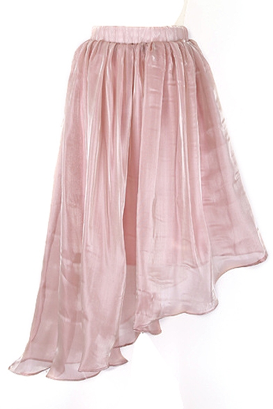 Plain Asymmetric Hem Shining Skirt - Beautifulhalo.com