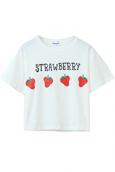 Strawberry&Pasta&Egg Short Sleeve T-Shirt