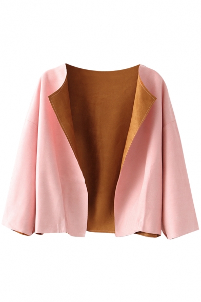 Suede Plain Wear Both Two Side Cropped Coat