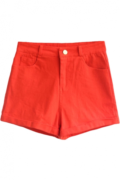 Orange Vintage High Waist Shorts