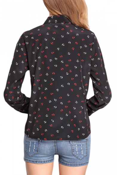 All Over Anchor Print  Pocket Front  Shirt