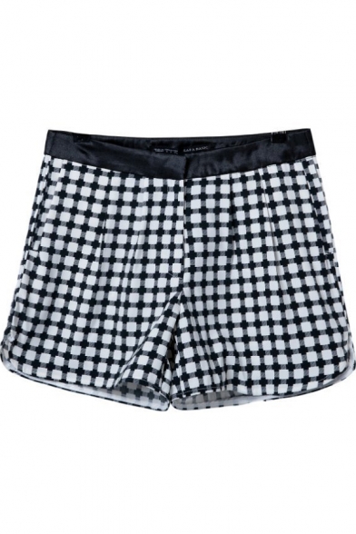 Summer Hot Plaid Zip Fitted Shorts