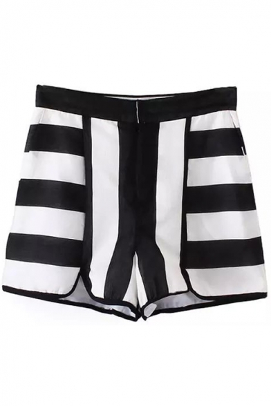 Mono Striped High Waist Wide Leg Shorts