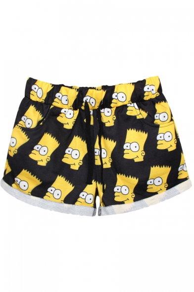 The Simpsons Print Sports Shorts with Drawstring Waist