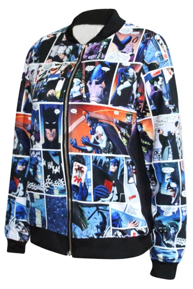 cartoon strip print bomber jacket