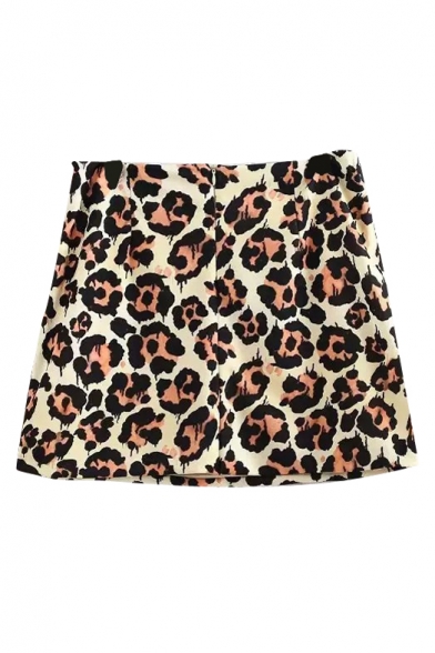 Leopard Print Mini A-line Skirt