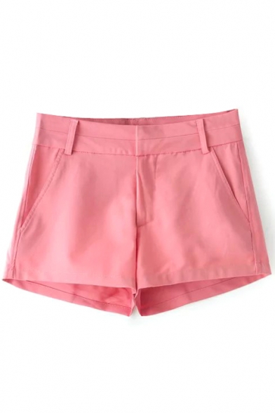 Pink Casual Cotton Shorts
