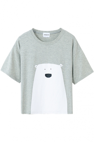 Cartoon Character Print Round Neck T-Shirt - Beautifulhalo.com