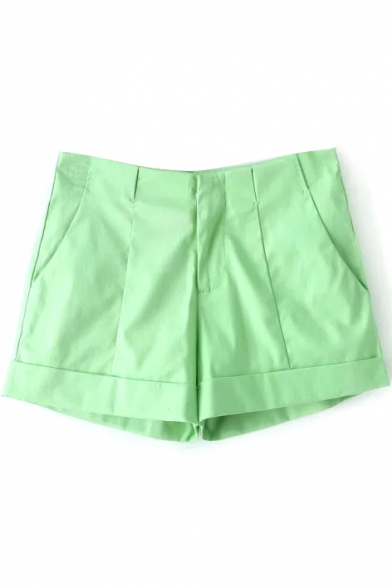 Plain Seam Detail Casual Shorts