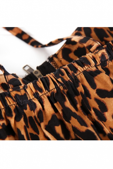 Leopard Print Zipper Front Crop Bralets