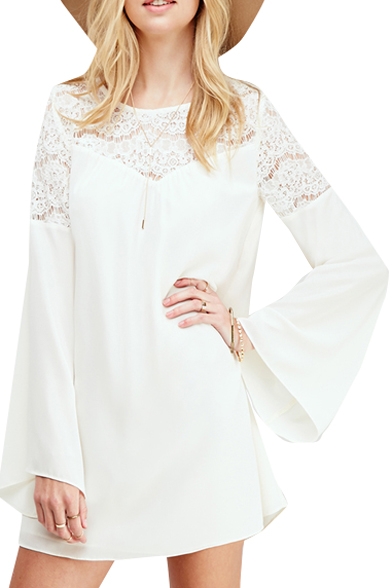 white loose chiffon dress