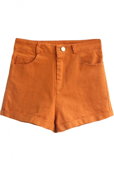 Tan Vintage High Waist Shorts