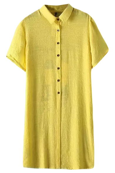 Short Sleeve Lapel Simpson Print Back Longline Sun Protect Shirt