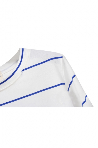 Thin Stripe Short Sleeve Basic T-Shirt - Beautifulhalo.com
