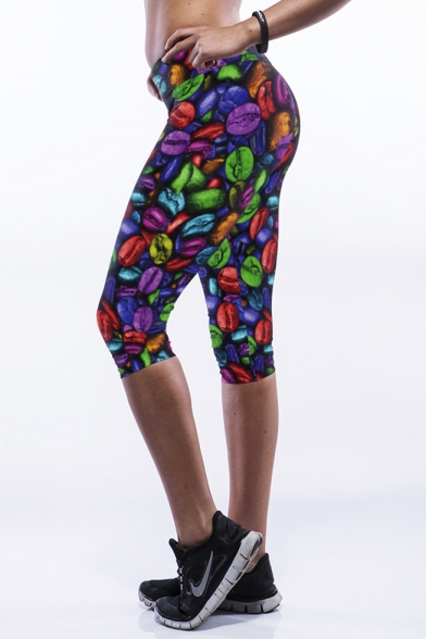 Colorful Coffee Beans Skinny Crop Workout Pants