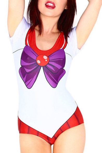 Girl Uniform Print One Piece Swimsuit