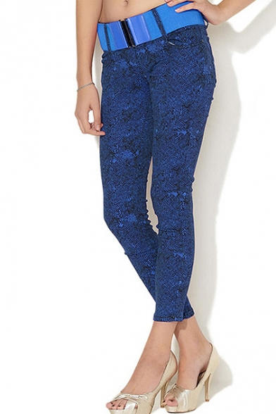 Blue Texture Pattern Fashion Jeans