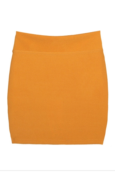 Plain Mid Rise Fitted Mini Pencil Skirt