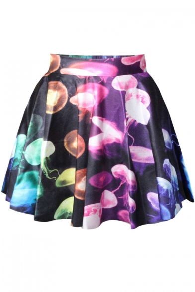 Jellyfish Print Skater Skirt