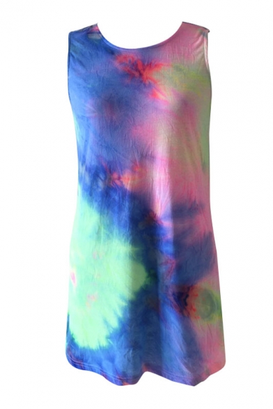 Tie Dye Colorful Casual Tanks Dress - Beautifulhalo.com