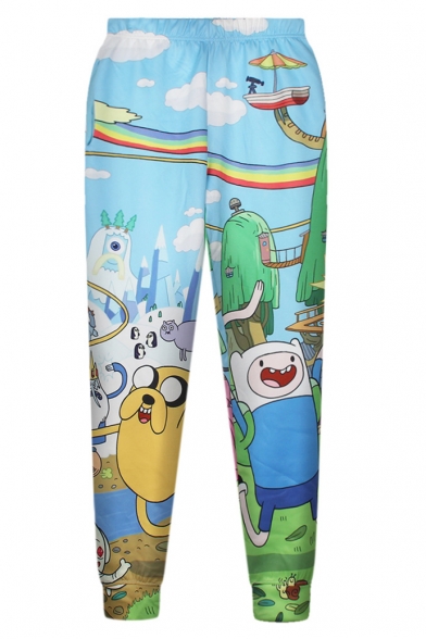 High Waist Adventure Time Print Pencil Pants