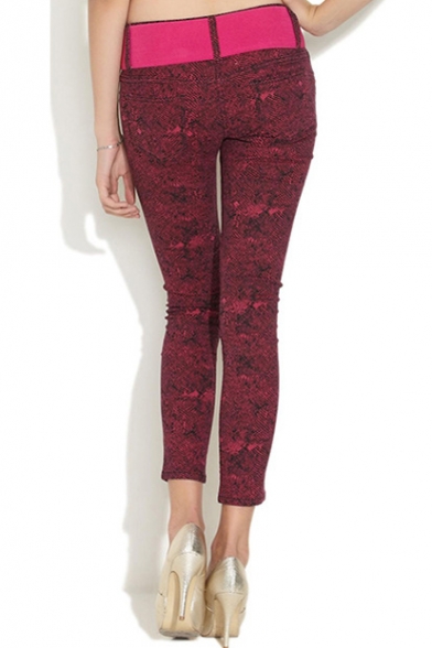 Red Texture Pattern Fashion Jeans