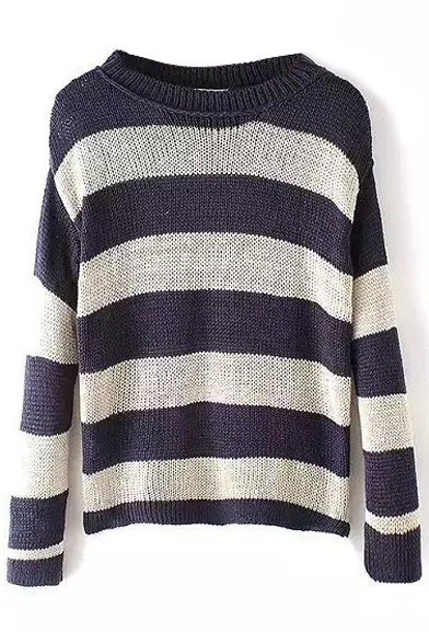 Long Sleeve Stripe Boat Neck Sweatshirt - Beautifulhalo.com
