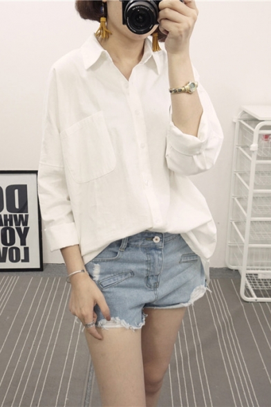 Boyfriend Style Long Sleeve Print Tunic Shirt