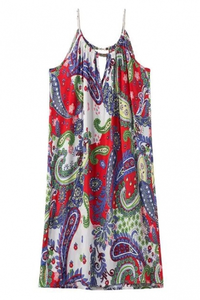 Tribal Floral Print Cami Slip Dress