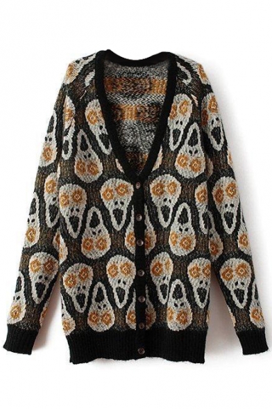 skull print cardigan