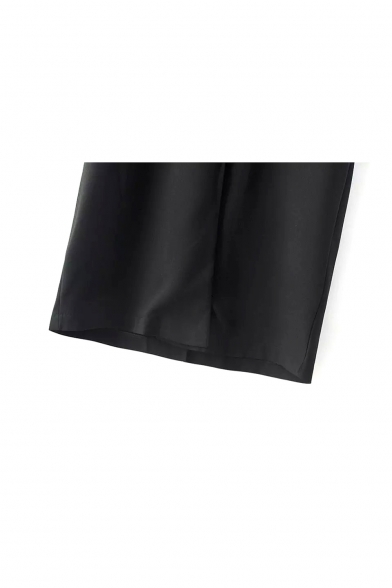 Black Notched Lapel Long Sleeve Single Button Tunic Coat