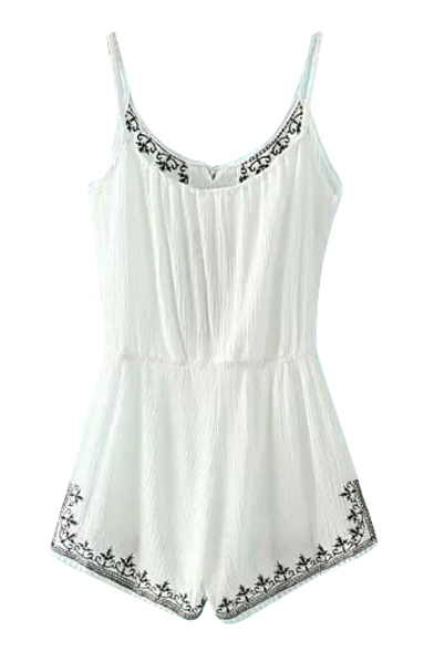 Ethnic Embroidered Flora Cami Rompers - Beautifulhalo.com