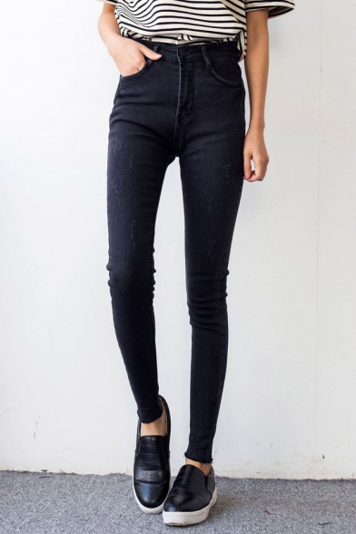 plain black high waisted jeans