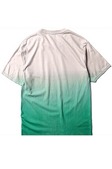 Ombre Letter Short Sleeve Round Neck T-Shirt - Beautifulhalo.com