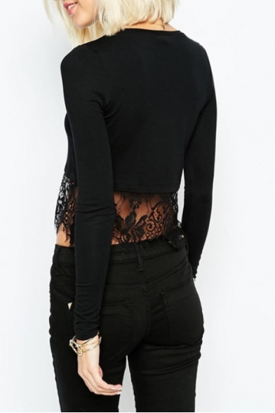 patchwork crop top lace up