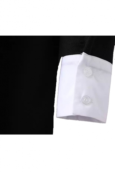Black Lapel Long Sleeve Zipper Back A-Line Dress