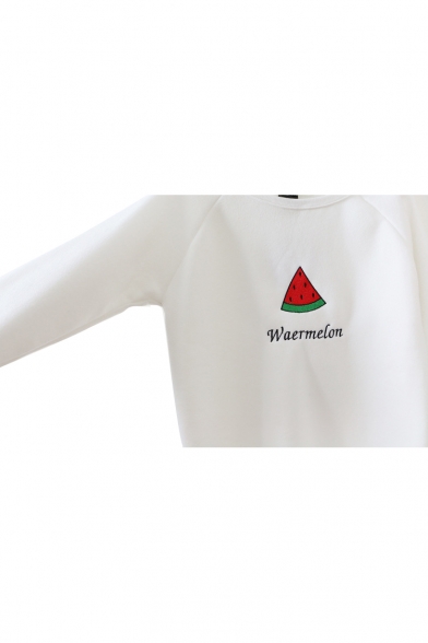 Watermelon Print Round Neck Long Sleeve Sweatshirt