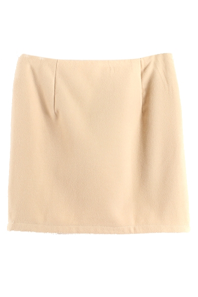 Plain Zip Side Woolen Wrap Mini Skirt
