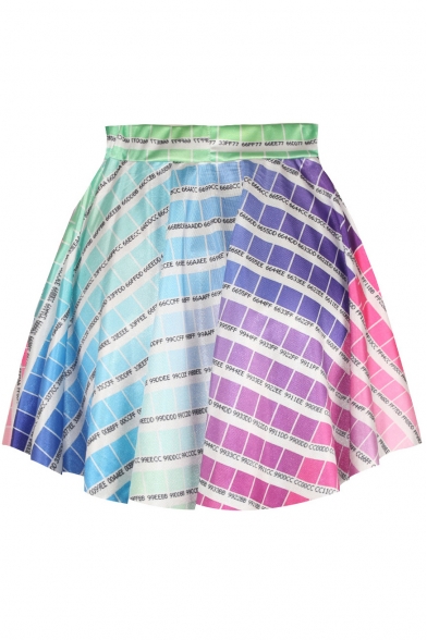 Plaid Elastic Waist Flared Mini Skirt - Beautifulhalo.com