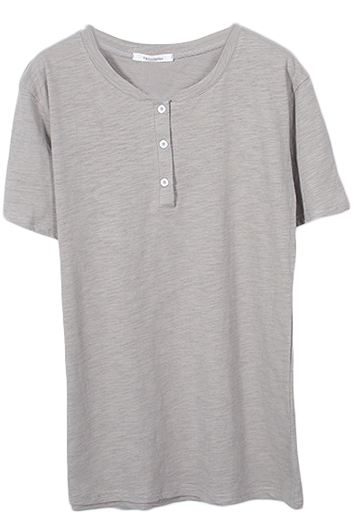 round neck button t shirt