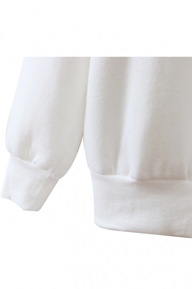 Simple Line Embroidery Round Sleeve Long Sleeve Sweatshirt ...