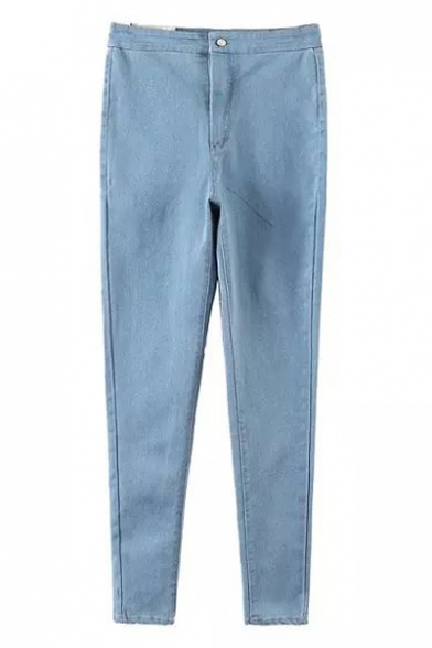 High Waist Zip Up Fitted Pencil Jeans