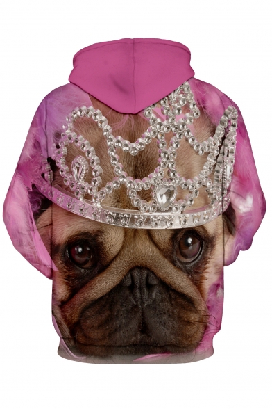 Pink Dog Imperial Crown Print Long Sleeve Hoodie
