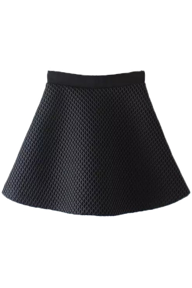 Elastic Waist A-Line Black Short Skirt